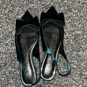 Express Women's Black and Teal Slingback Flats